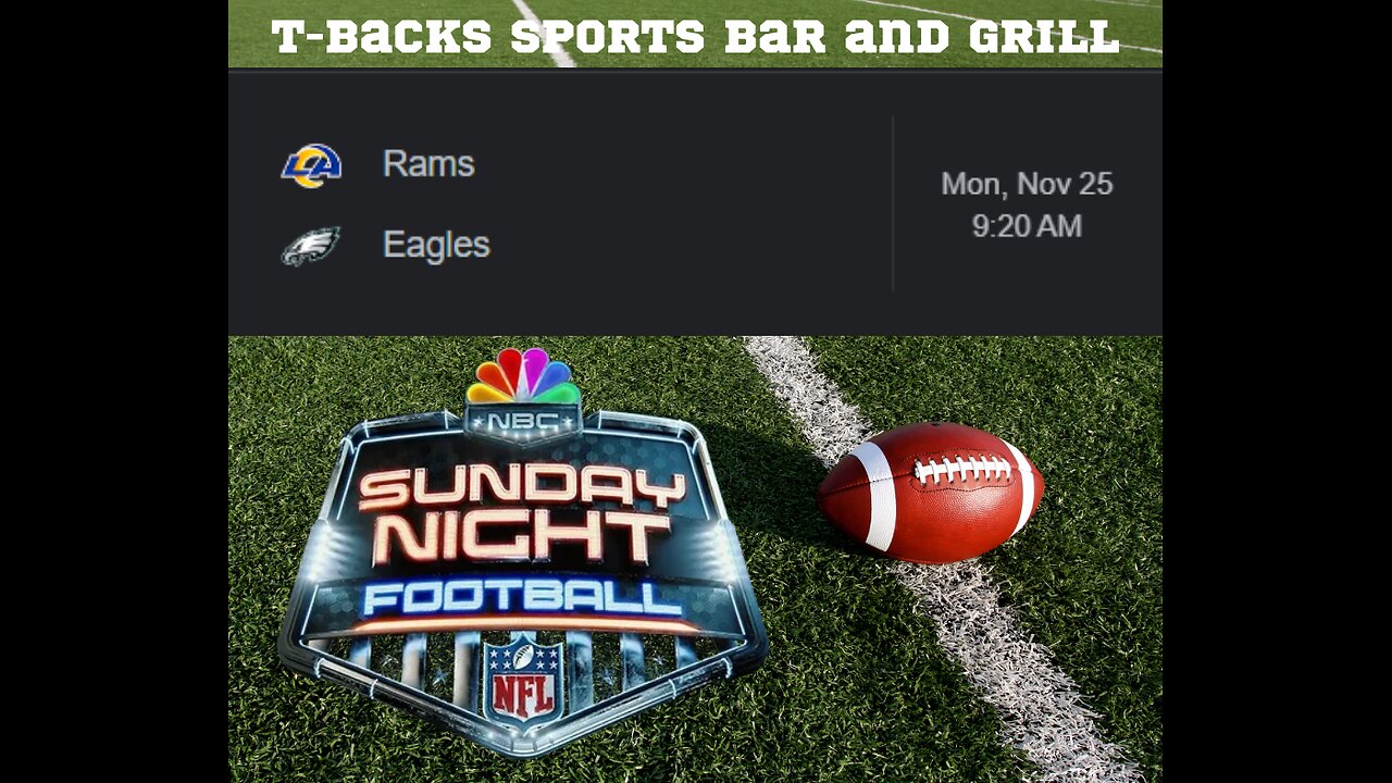 T-Backs Sports Bar and Grill Sports Schedule and quesadilla special for Monday Nov 25, 2024