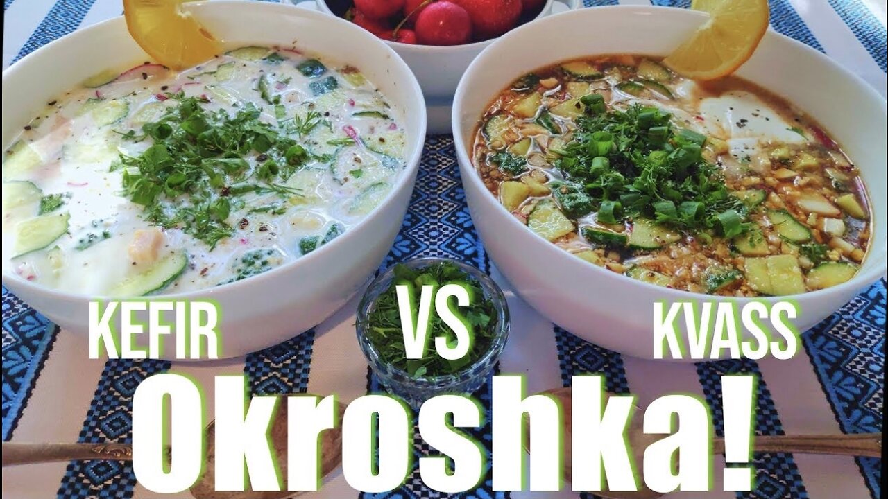 Summer Cold Vegan Soup “Okróshka” on Probiotic Kefir