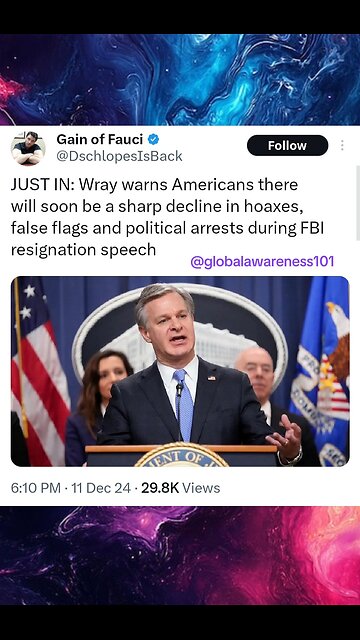 FBI Director Wray warns decline of hoaxes, false flags during resignation speech