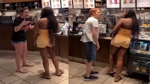 Black Chick Goes To Starbucks & Threatens To Fight All The White People If She Don't Get Her Refund!