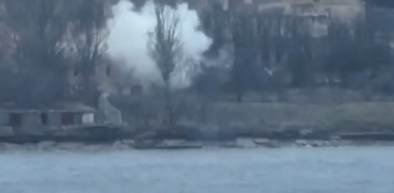 Russian anti tank missile send Ukrainian sniper flying on the Dnieper river