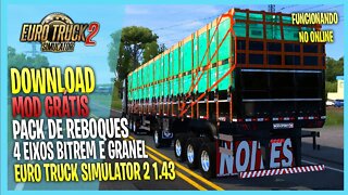 ▶️PACK REBOQUE 4 EIXOS BITREM E GRANEL EURO TRUCK SIMULATOR 2 1.43