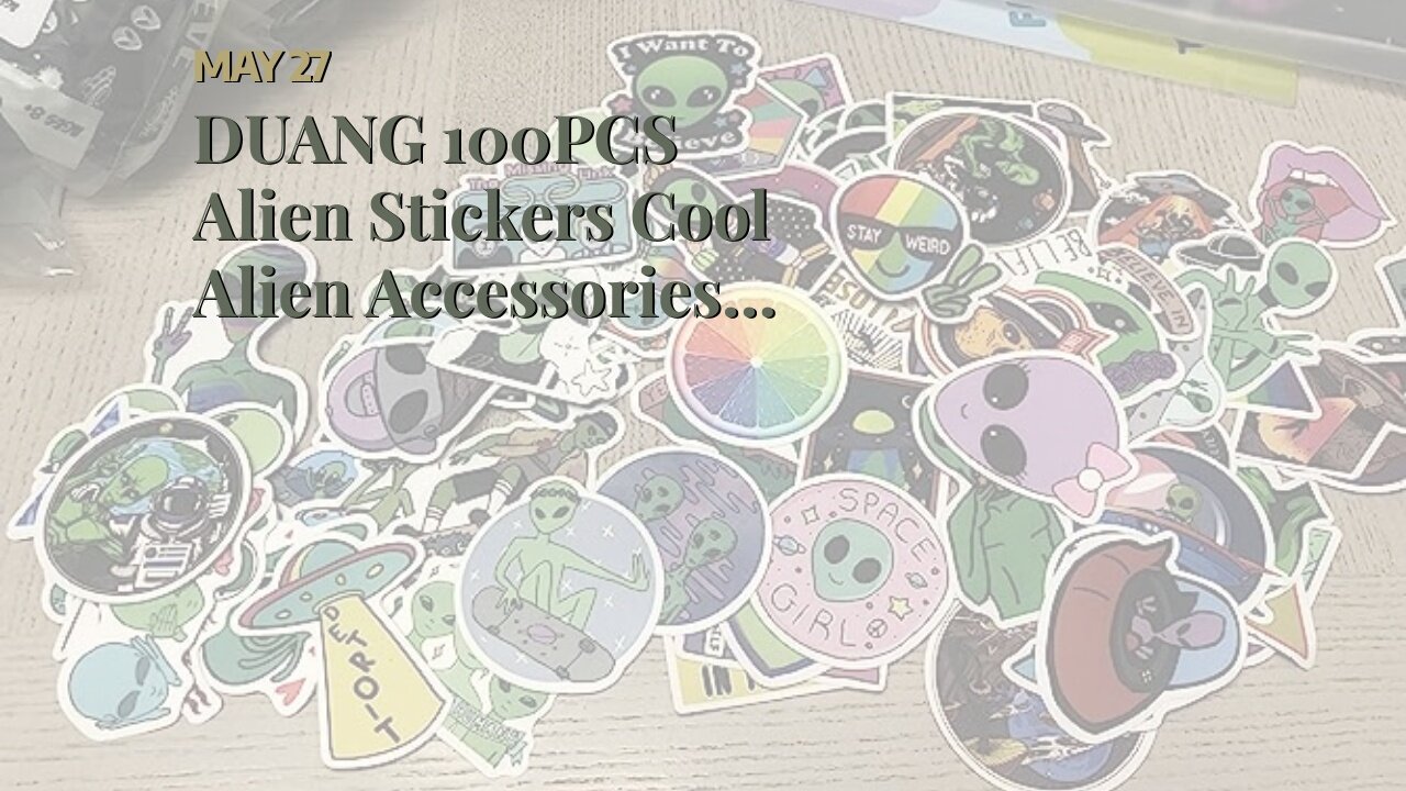 DUANG 100PCS Alien Stickers Cool Alien Accessories Vinyl Waterproof Stickers for Kids Teens Adu...