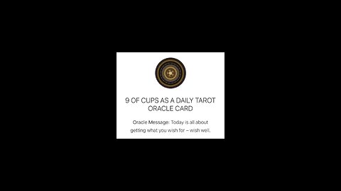 Oracle Reading!! 9 of Cups!!