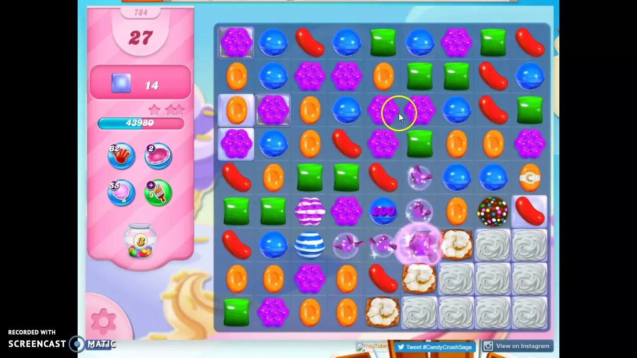 Candy Crush Level 784 Audio Talkthrough, 3 Stars 0 Boosters