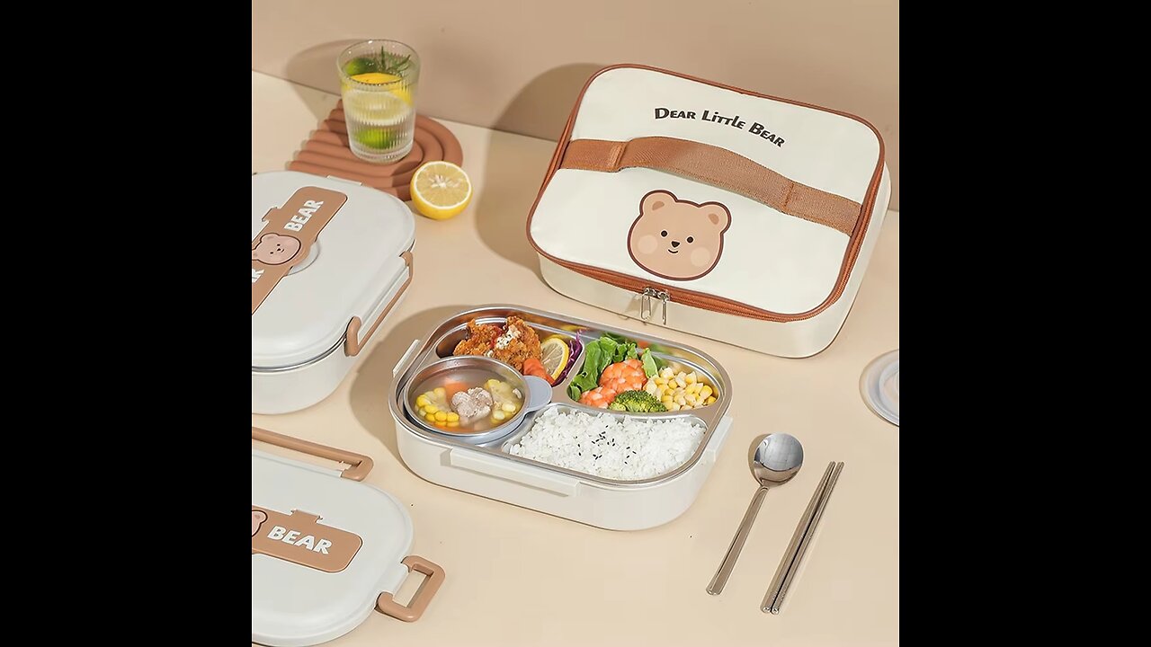 Stainless Steel Lunch Box Kids Thermal Lunch Box Portable Bento Box Food Storage Container