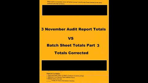 3 November Audit Report Totals VS Batch Sheet Totals Part 3