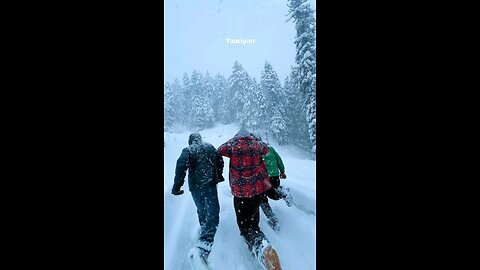 Friends trip with snowflakes