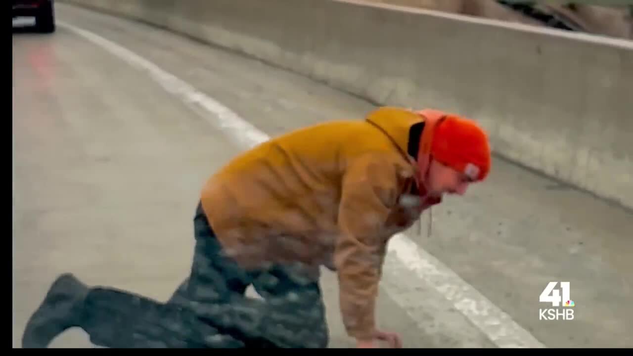Video captures slick conditions on Kansas City interstates