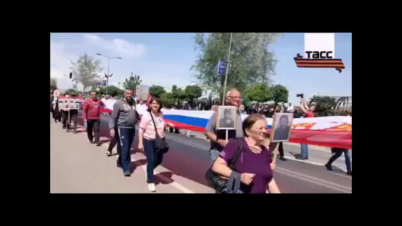 Russian-Serbian Flag Was Unfurled At The Procession Of The Immortal Regiment In Serbia May 9th, 2022