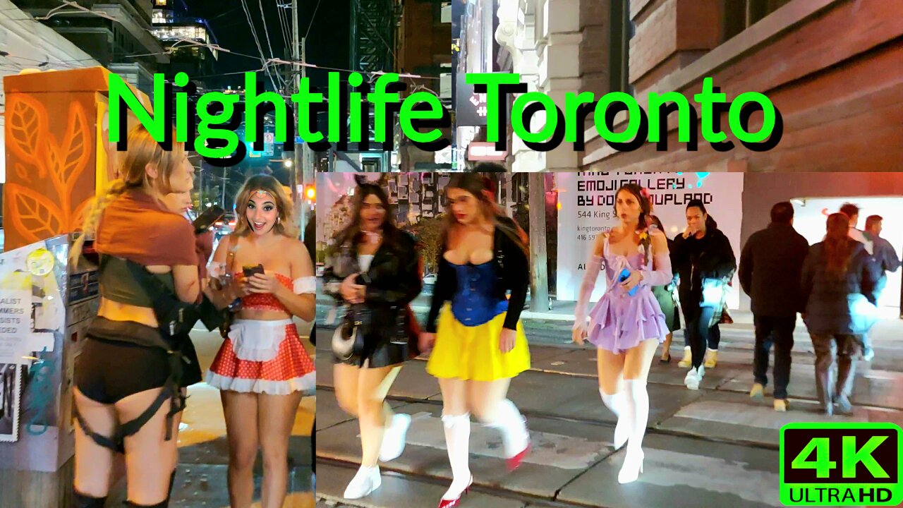 【4K】Saturday Halloween Nightlife Downtown Toronto Canada 🇨🇦