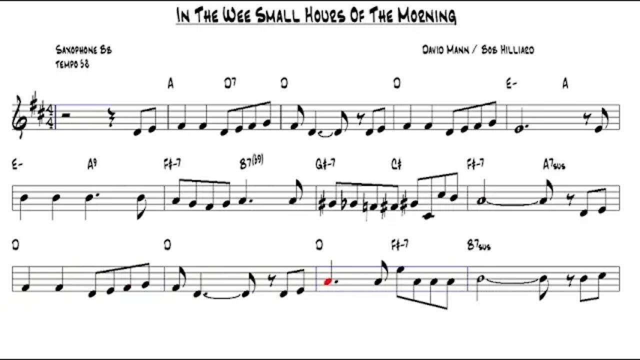 In The Wee Small Hours Of The Morning David Mann & Bob Hilliard Tenor Sax