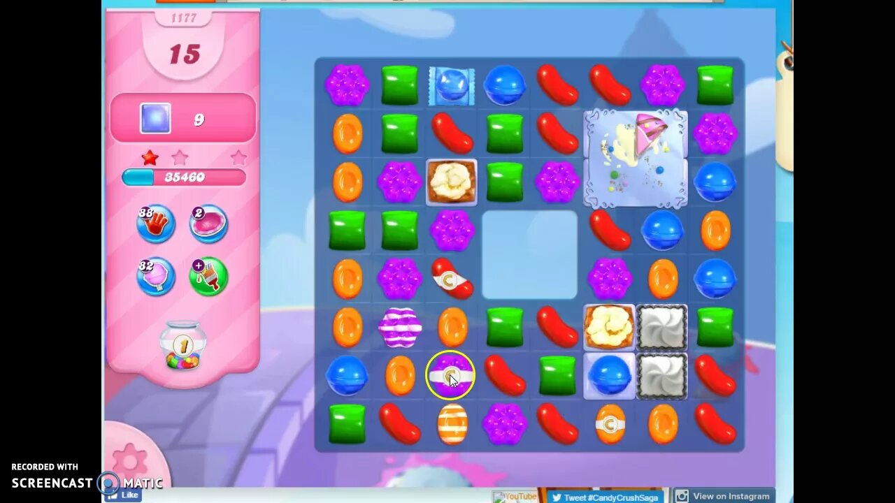 Candy Crush Level 1177 Audio Talkthrough, 2 Stars 0 Boosters