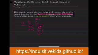 Math Olympiad for Elementary | 2010 | Division E | Contest 1 | MOEMS | 1B