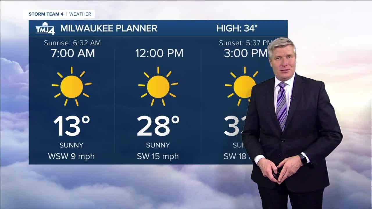 Saturday is sunny with highs in the 30s