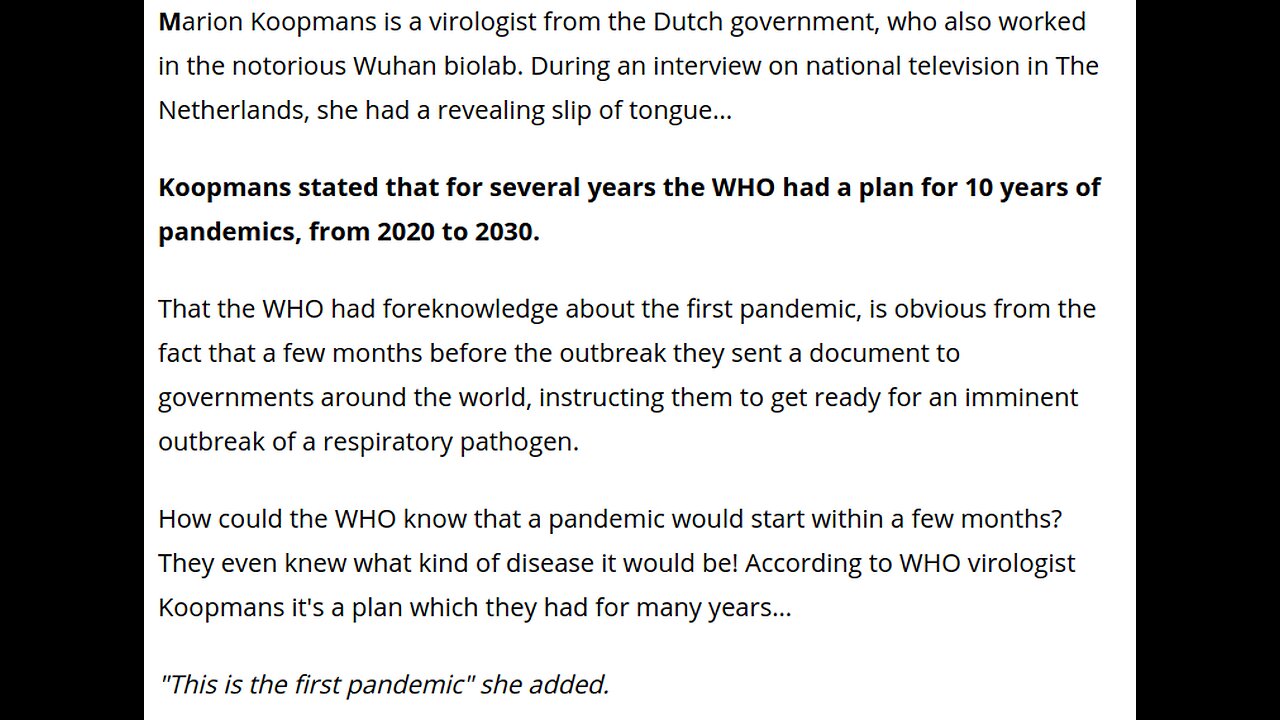 Planned Pandemic(s) 2020-2030