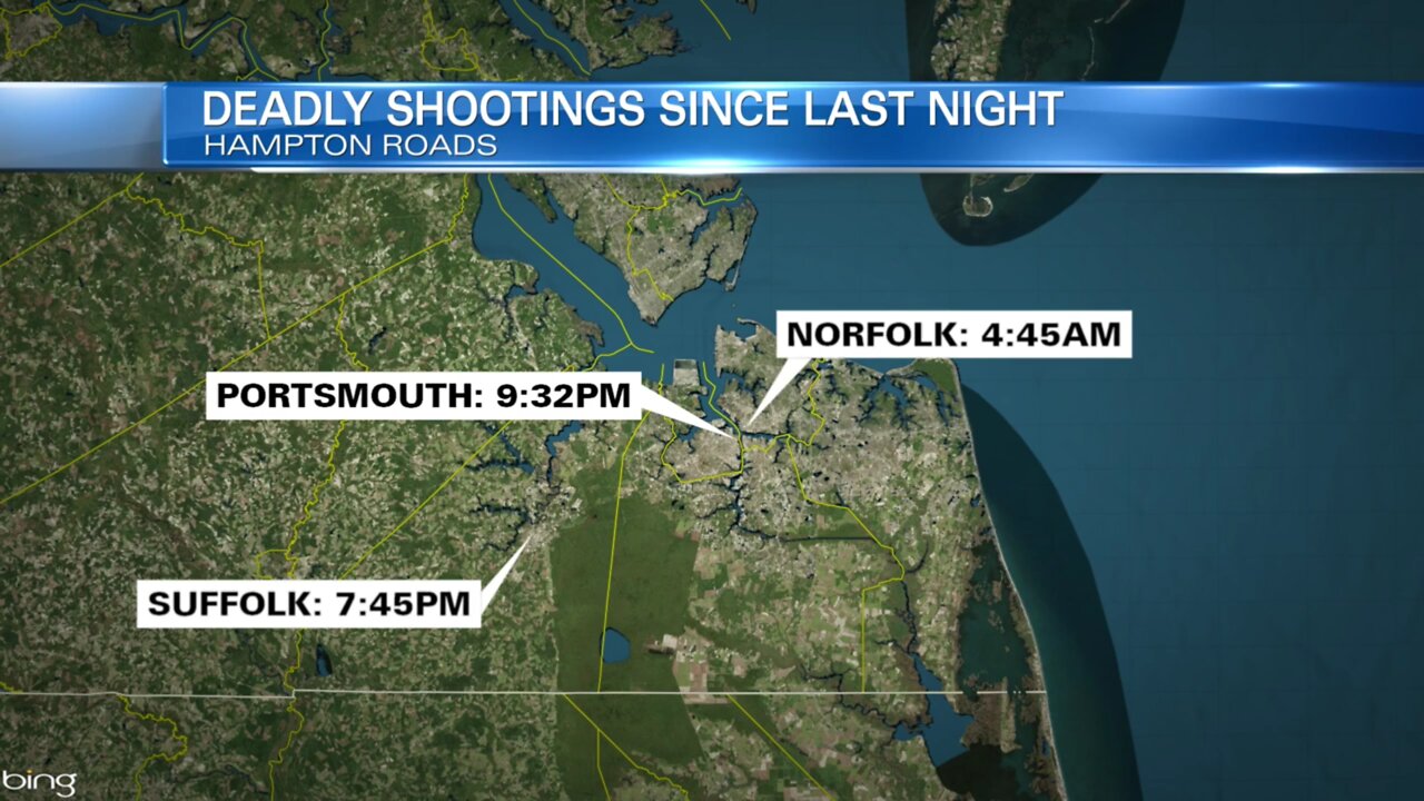 13NEWS NOW HAMPTON ROADS | Shooting investigations underway in Portsmouth and Suffolk