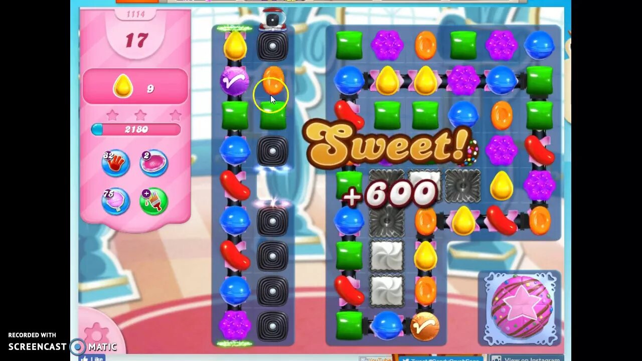 Candy Crush Level 1114 Audio Talkthrough, 3 Stars 0 Boosters
