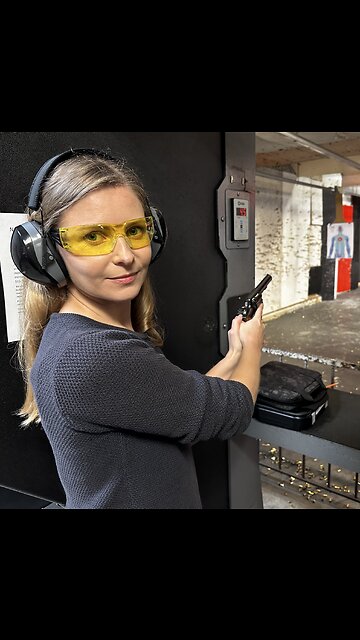 Cute Russian girl struggles shooting .38 Special
