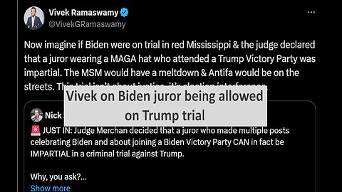 Vivek on judge allowing Biden parade attendee to be on Trump’s jury