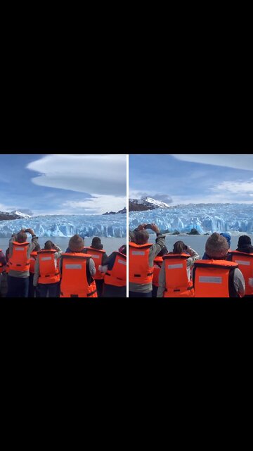 Remarkable video of ice caps melting in front of tourists