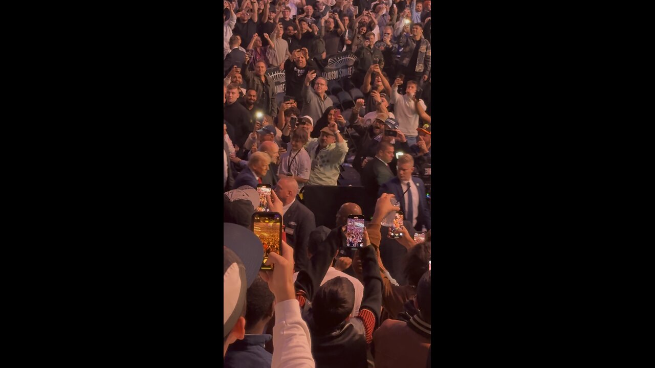 Donald Trump UFC 309: Jones vs Miocic entrance in Madison Square Garden after winning the election