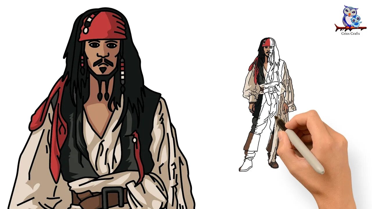 How To Draw Captain Jack Sparrow Johnny Depp - Pirates of Caribbean