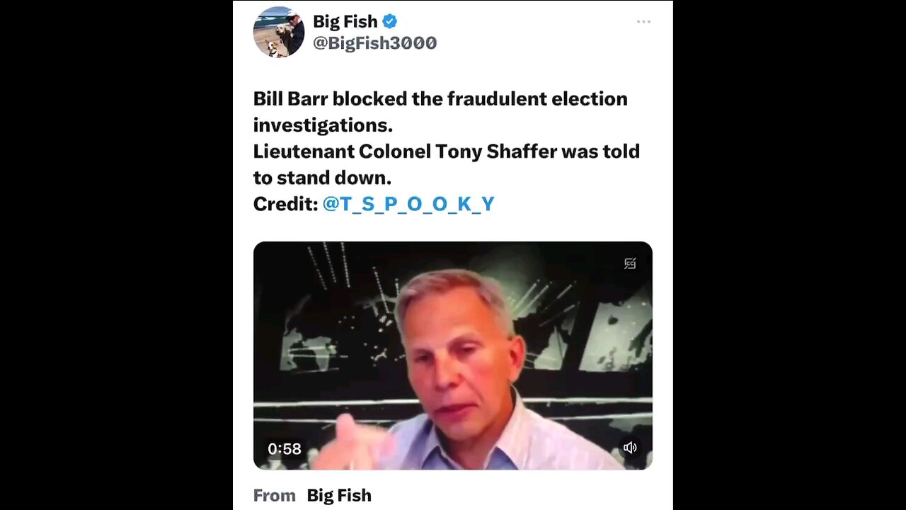 Bill Barr blocked election fraud investigations. Barr needs to be prosecuted!