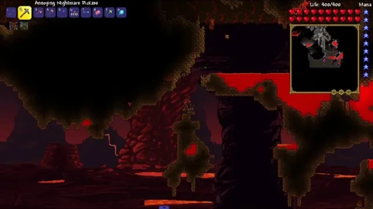 Modded Terraria: Attempting to mine in Hell