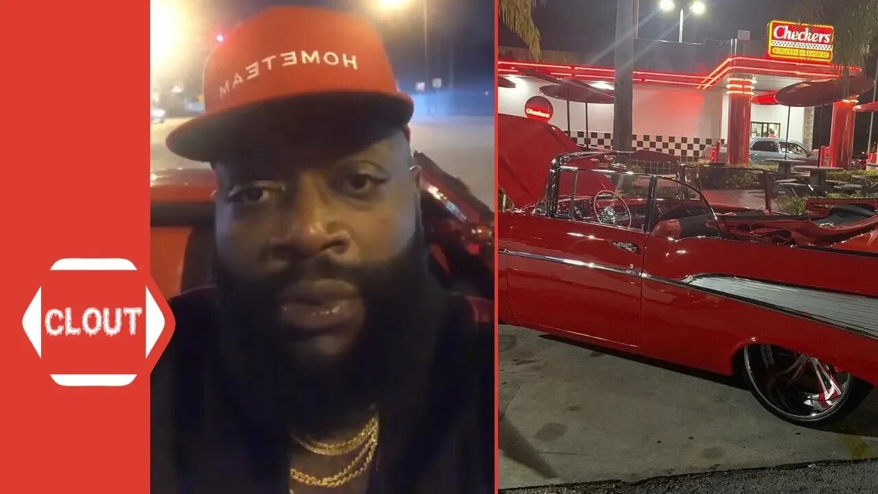 Rick Ross Drives Lowrider To His Own Checkers & Rally's Restaurant!