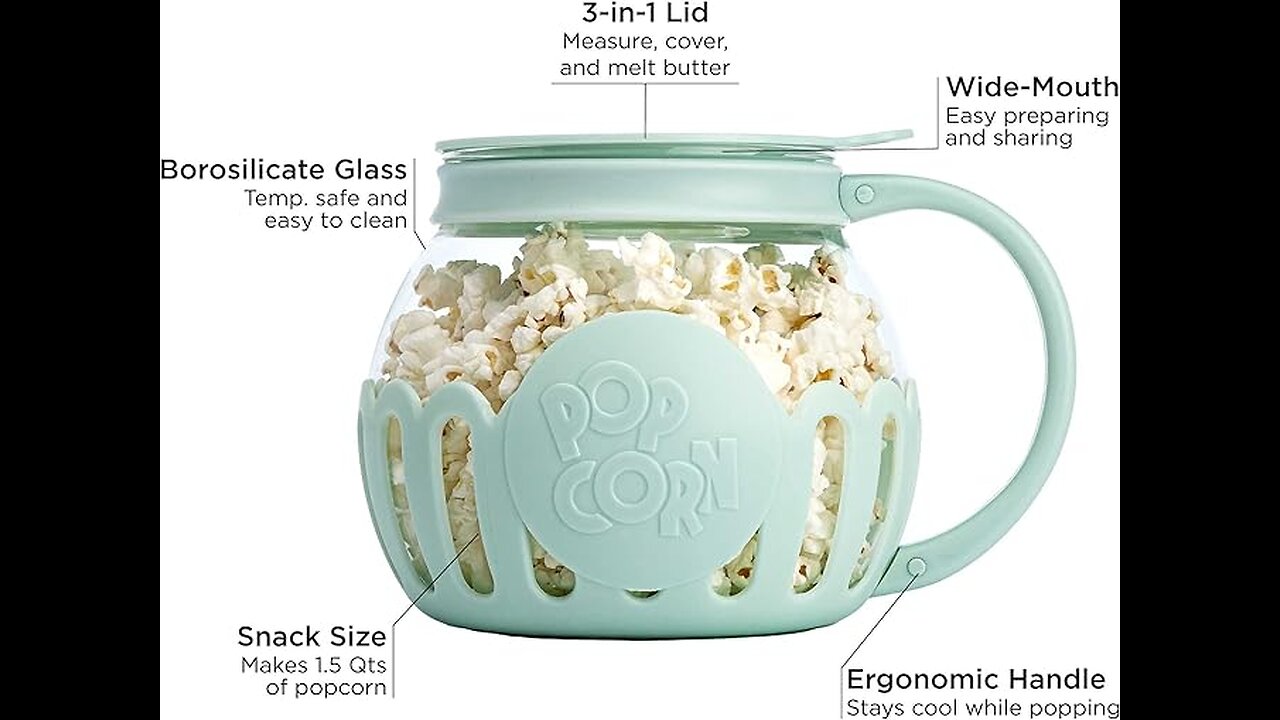 Ecolution Patented Micro-Pop Microwave Popcorn Popper with Temperature Safe Glass