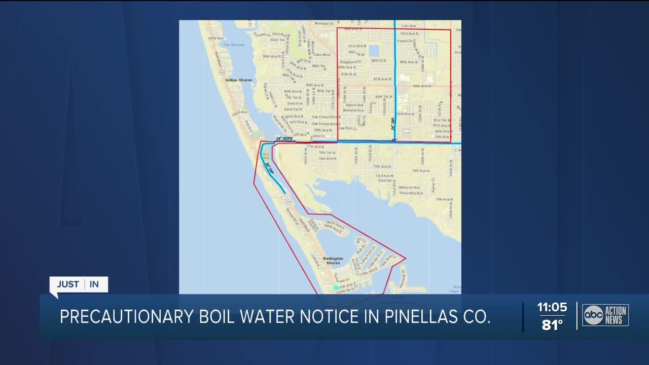 Precautionary boil water notice in effect for parts of Pinellas County