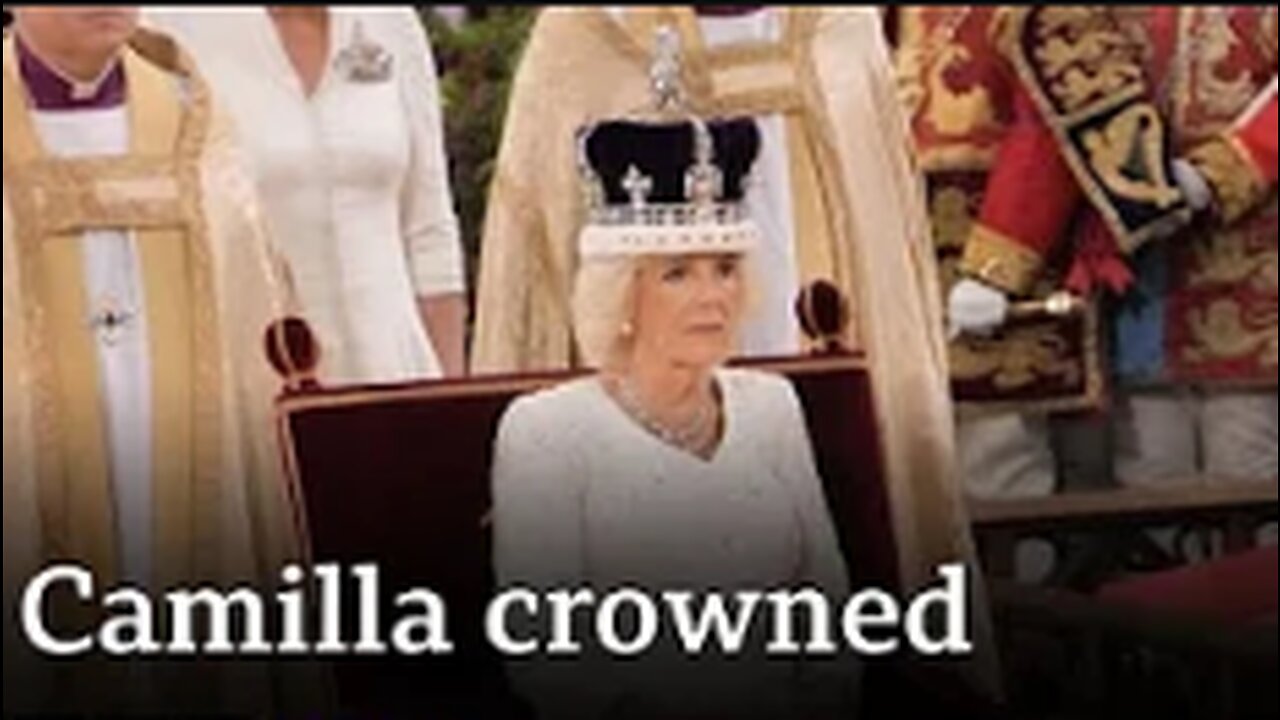 Moment Queen Camilla is crowned at Coronation ceremony in Westminster Abbey - BBC News