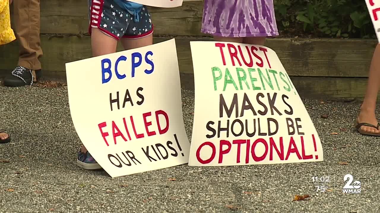 Parents and students hold “masks off” rally in Baltimore County