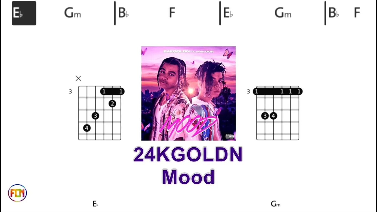 24KGOLDN - Mood - (Chords & Lyrics like a Karaoke) HD