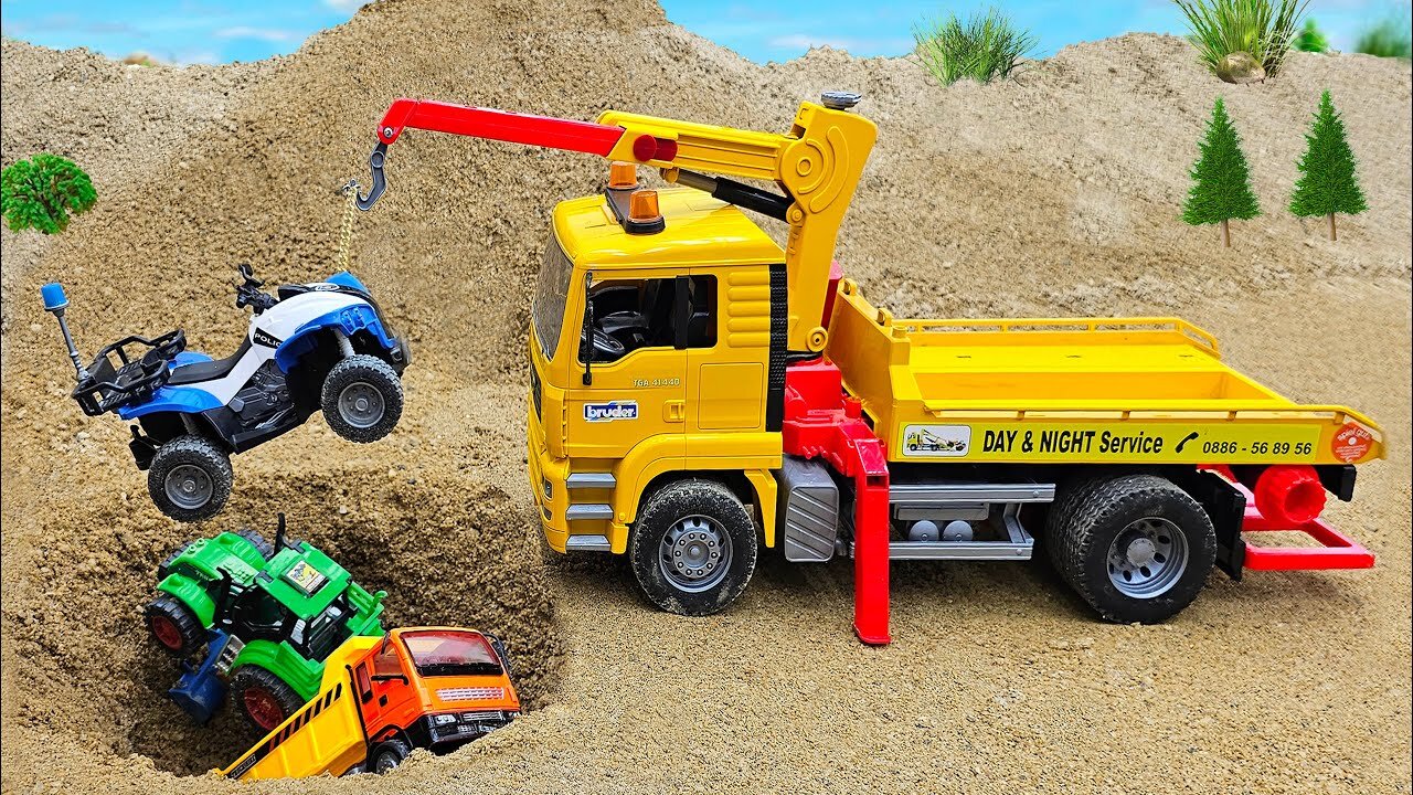 Construction Vehicles Accident Crane Truck Rescue | Funny Stories Trucks Toys