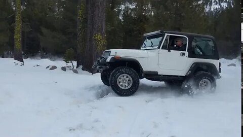 Playing in the snow at the exit of the Rubicon