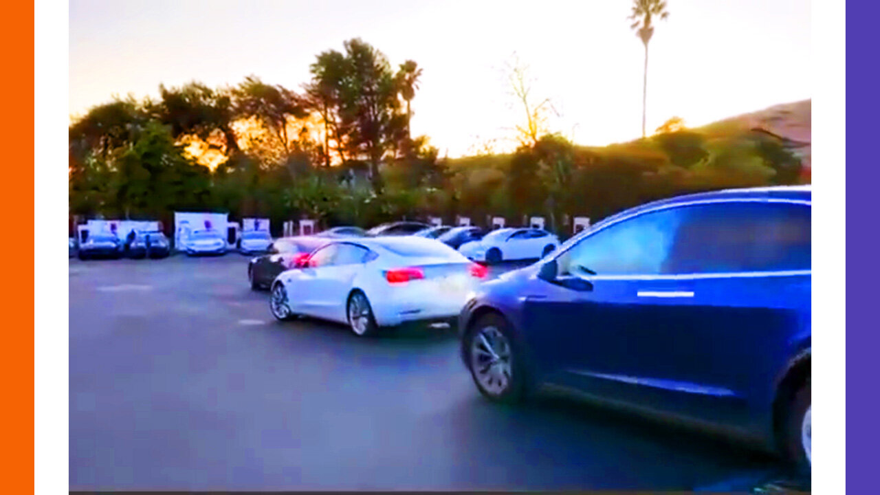 Super Long Lines To Charge Teslas