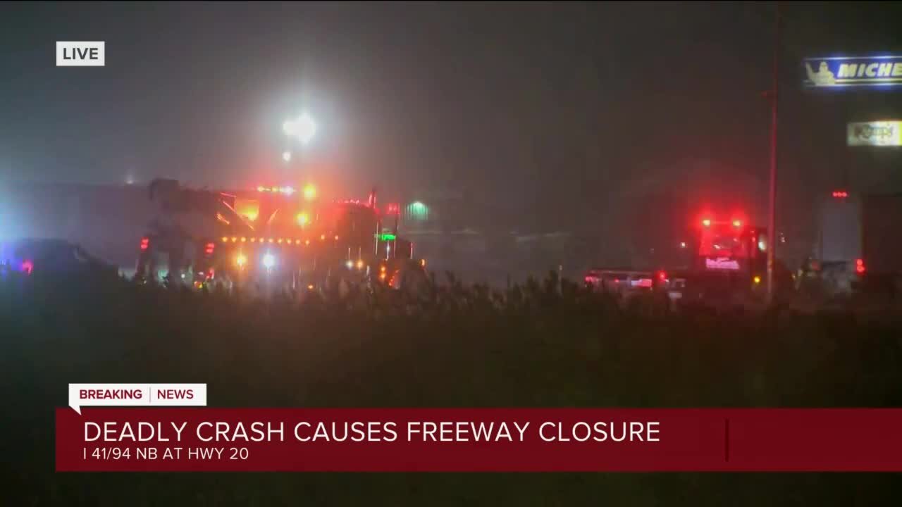 I-94 northbound closed at Wis 20 in Racine County due to fatal crash