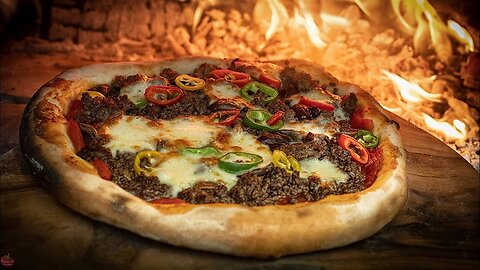 🍕 SERBIAN CHEF'S MEXICAN PIZZA - JUNGLE COOKING ASMR 😌