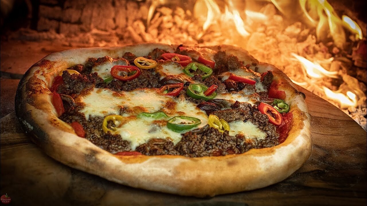 🍕 SERBIAN CHEF'S MEXICAN PIZZA - JUNGLE COOKING ASMR 😌