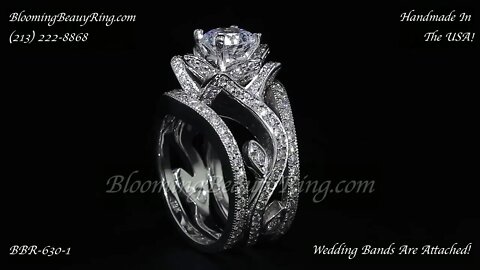 BBR 630-1 Unique Engagement Ring With Two Attached Wedding Bands Included Handmade In The USA