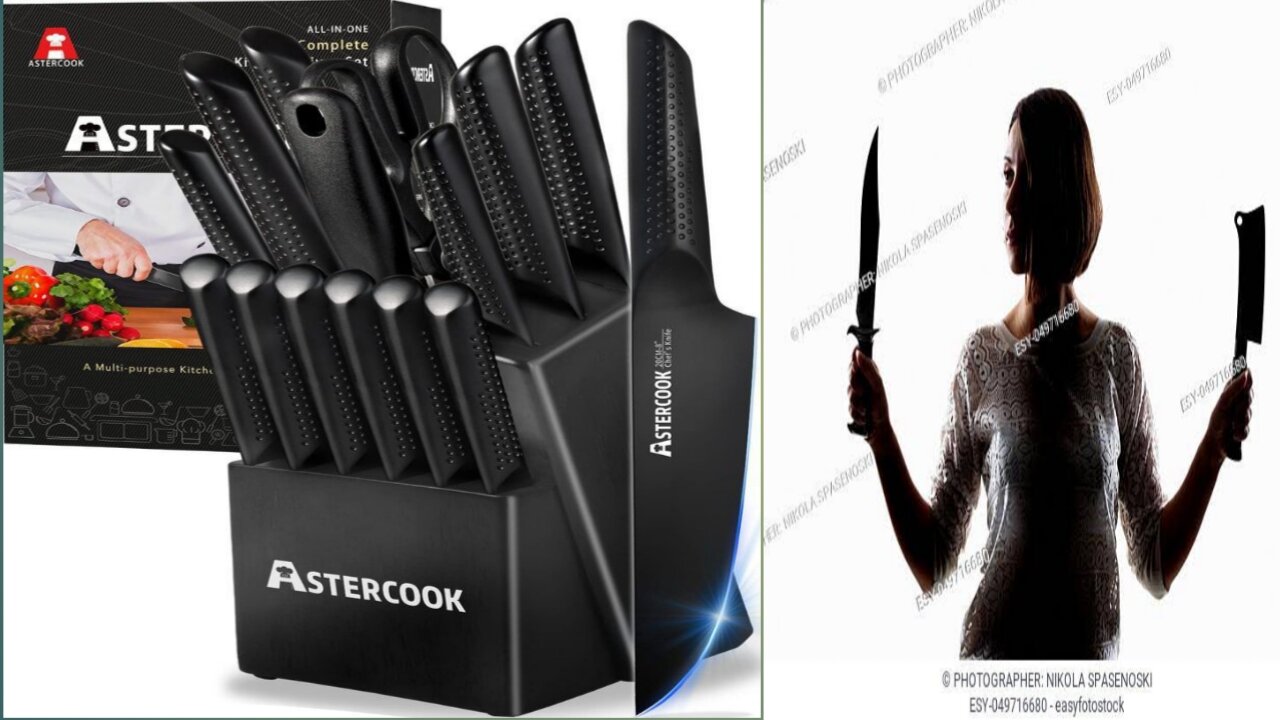 Knife Set, 15 Pieces Kitchen Knife Set