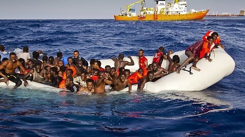 Immigrants disembarking from a small boat in Sunny isles beach Miami Florida