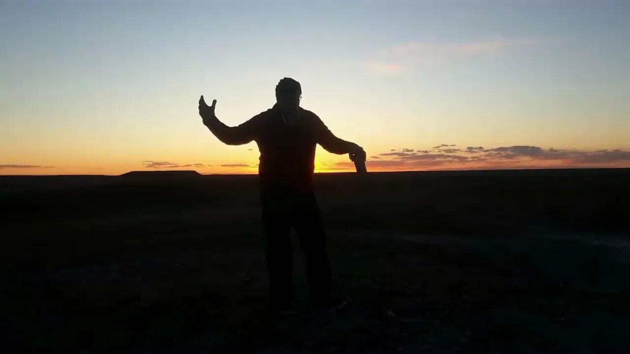 Alone in the Badlands at Sunset