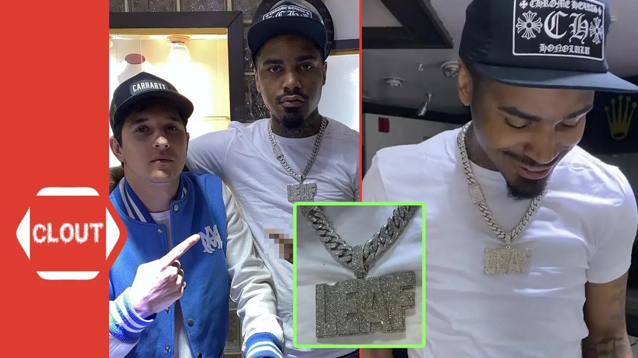 Leaf Ward Shows Off His New "LEAF" Custom Diamond Chain!