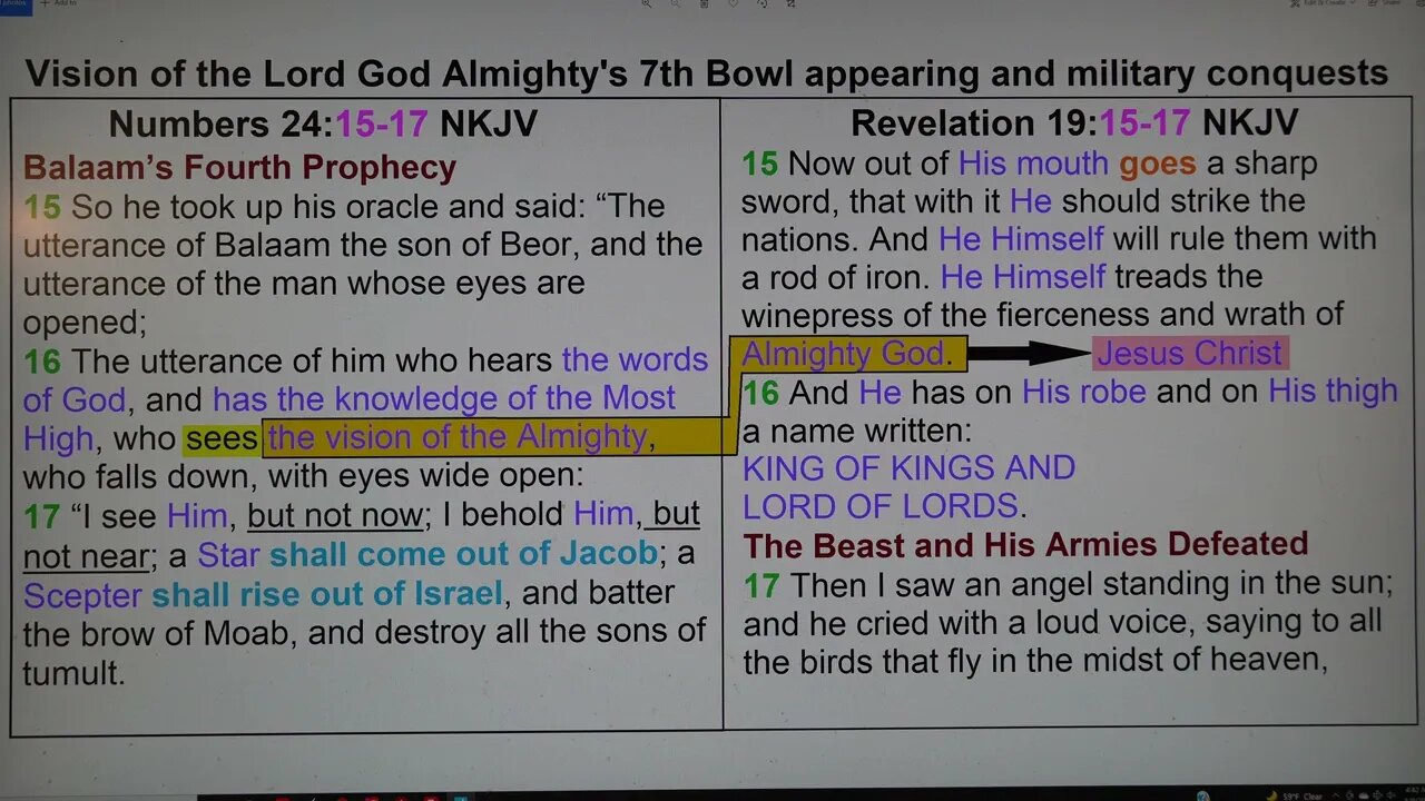 Vision of the Lord God Almighty's 7th Bowl appearing and military conquests