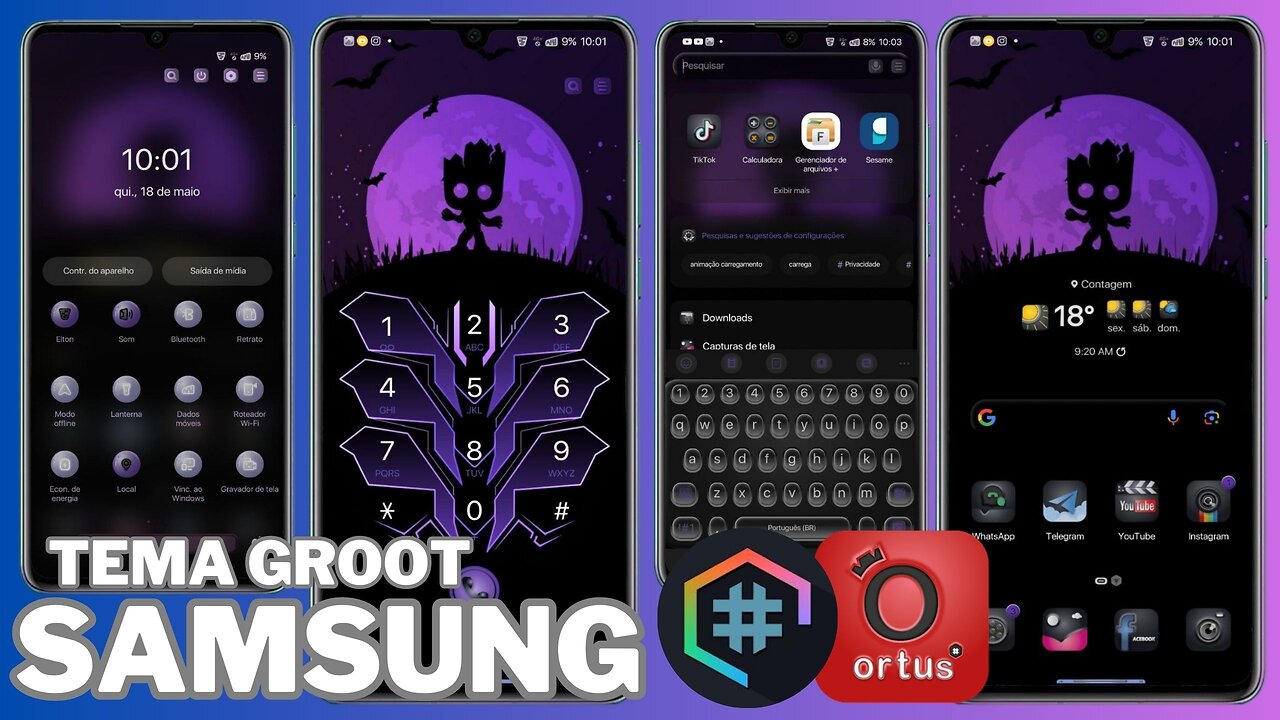 🔥EXCLUSIVO ! Super TEMA SAMSUNG GROOT ORTHUS , Seu GALAXY em outro nível #HexInstaller