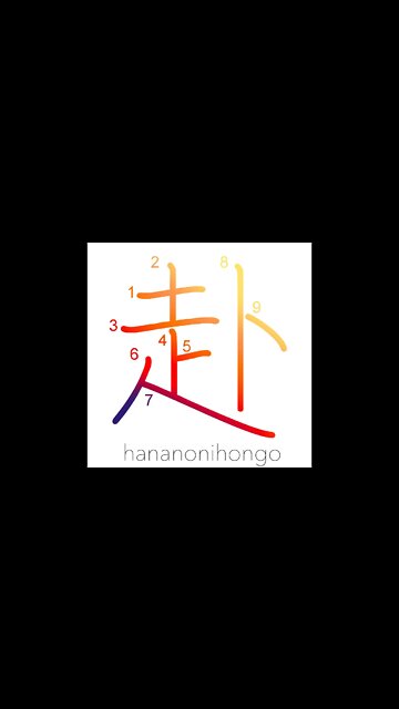 赴 - proceed/get/become/tend - Learn how to write Japanese Kanji 赴 - hananonihongo.com