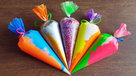 Making Crunchy Slime with Piping Bags #82